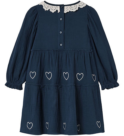 Fliink Jurk - Mousseline - Elmo Heart - Insignia Blue/zandschelp