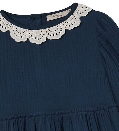Fliink Jurk - Mousseline - Elmo Heart - Insignia Blue/zandschelp