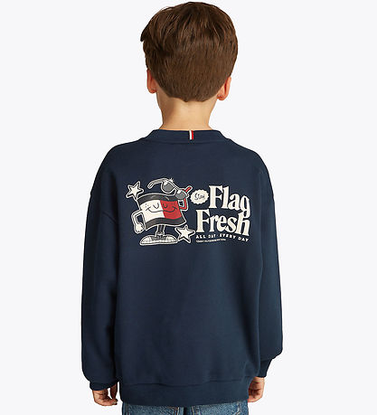 Tommy Hilfiger Sweatshirt - Fun Flag - Dark Night Navy Tommy Hilfiger Sweatshirt - Fun Flag - Dark Night Navy