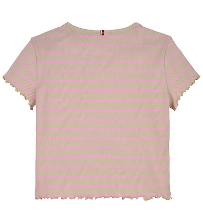 Tommy Hilfiger T-Shirt - Rib - Classic+ Beige Pink Sugar Stripe