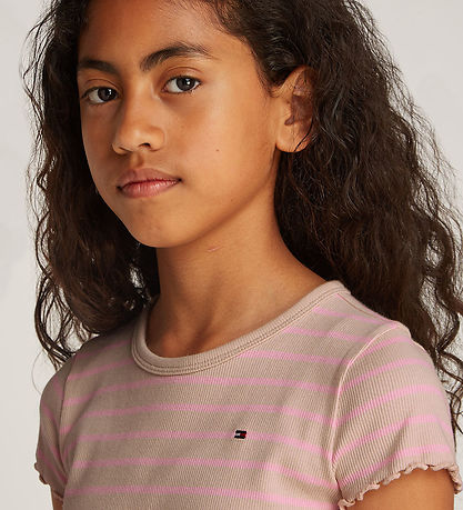 Tommy Hilfiger T-Shirt - Rib - Classic+ Beige Pink Sugar Stripe