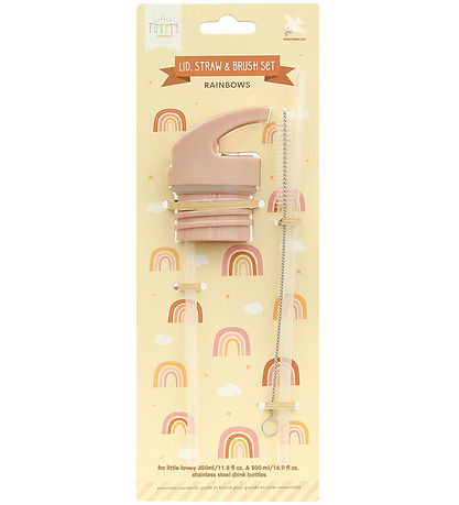 A Little Lovely Company Water Bottle Set - Lid/Straws/Brush - Ra