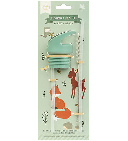 A Little Lovely Company Water Bottle Set - Lid/Straws/Brush - Fo A Little Lovely Company Water Bottle Set - Lid/Straws/Brush - Fo