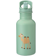 Carl Oscar Water Bottle - Steelish - 500 mL - Green w. Camel