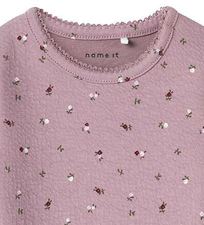 Name It Bodysuit L/æ - NbfTusia - Elderberry w. Flowers