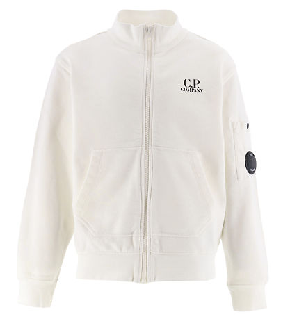 C.P. Company Cardigan - Gauze White w. Black
