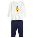 Polo Ralph Lauren Sweatshirt/Leggings - Weiß/Navy m. Kuscheltier Polo Ralph Lauren Sweatshirt/Leggings - Weiß/Navy m. Kuscheltier