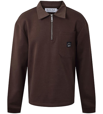Hound Sweatshirt m. Dragkedja - Mörkbrun