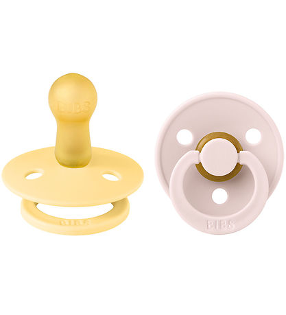 BIBS Colour Pacifiers - Size 2 - 2-Pack - Round - Pale Butter/Pe