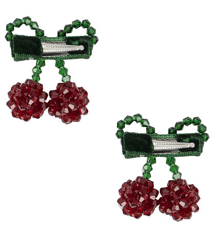 Konges Sløjd Hiusklipsi - 2 kpl - Cherry - 4x4,5 cm - Punainen/G