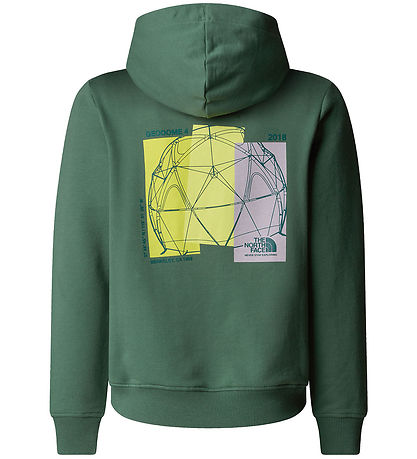 The North Face Hoodie - Graphic Relaxed - Duck Green w. Neon
