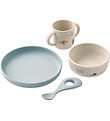 Liewood Dinner Set - Silicone - 4 Parts - Vivi - Aviator/Ecru