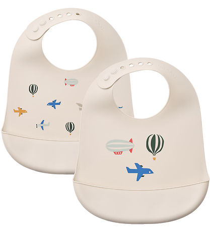 Liewood Bibs - Silicone - 2-Pack - Tilda - Aviator/Ecru Liewood Bibs - Silicone - 2-Pack - Tilda - Aviator/Ecru