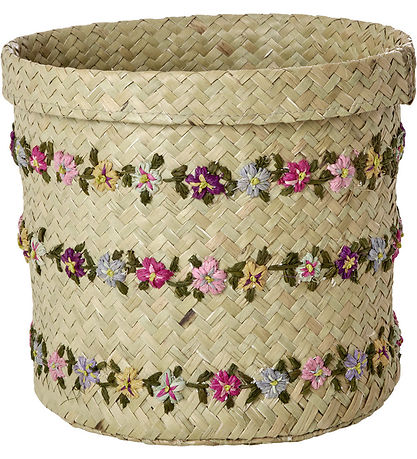 Rice Storage Basket - Raffia - Large - Flower Vines - 20x20 cm