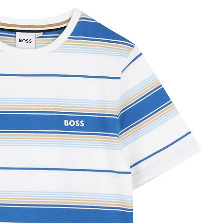 BOSS T-shirt - Light blue/White Striped