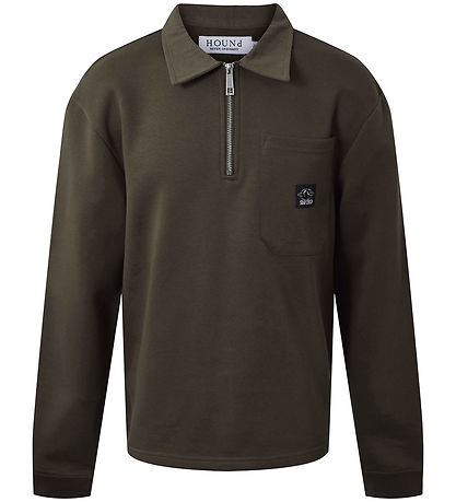 Hound Sweatshirt m. Reißverschluss - Arm grün