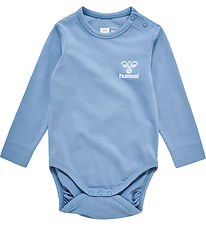 Hummel Romper L/æ - hmlMino - Vervaagd Denim/Marshmallow m. Logo