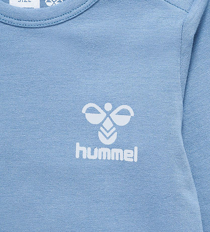 Hummel Bodysuit L/æ - hmlMino - Faded Denim/Marshmallow w. Logo