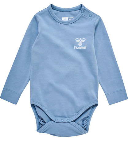 Hummel Bodysuit L/æ - hmlMino - Faded Denim/Marshmallow w. Logo
