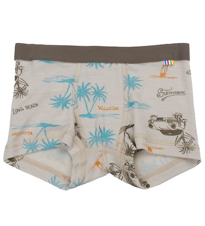 Joha Boxers - Wool/Silk - Beige w. Print