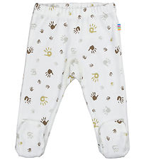 Joha Leggings w. Feet - Off White w. Print Joha Leggings w. Feet - Off White w. Print