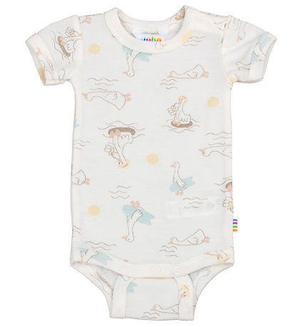 Joha Bodysuit k/æ - Wool/Silk - Off White w. Print
