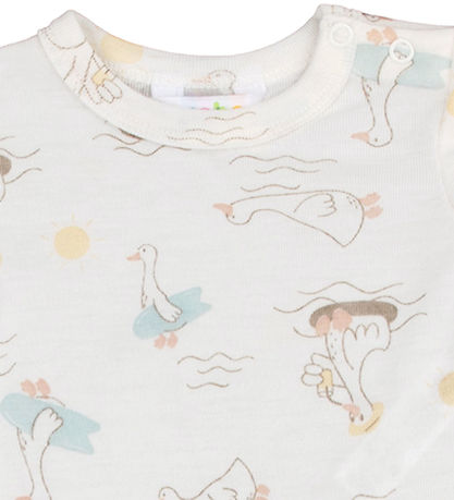 Joha Zomerromper - Wol/Zijde - Off White m. Print Joha Zomerromper - Wol/Zijde - Off White m. Print