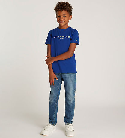 Tommy Hilfiger T-Shirt - Corp-Logo - Keilabsatz Blue