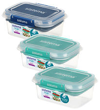 Sistema Matbokser - 3-pack - 1 l Rektangel Stax - Blå/Turkis
