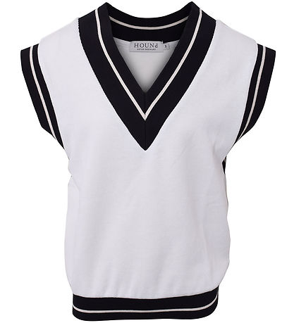 Hound Waistcoat - Knitted - White w. Navy