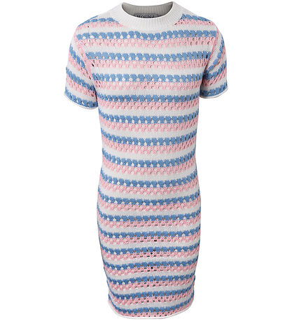 Hound Kleid - Strick - Rosa/Weiß/Blau Gestreift m. Lochmuster