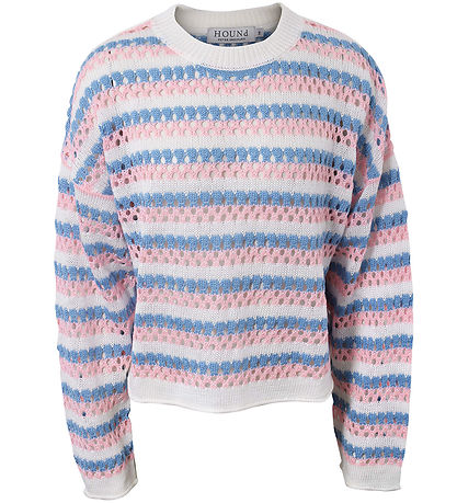 Blouse Hound - Tricoté - Rose/Blanc/Bleu à Rayures av. Pointelle Blouse Hound - Tricoté - Rose/Blanc/Bleu à Rayures av. Pointelle