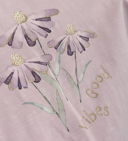 Minymo T-shirt - Burnished Lilac w. Flowers