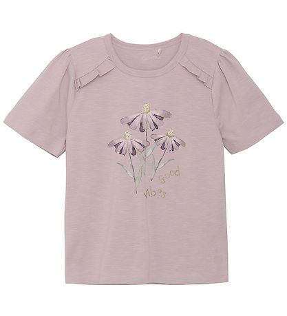 Minymo T-shirt - Burnished Lilac w. Flowers