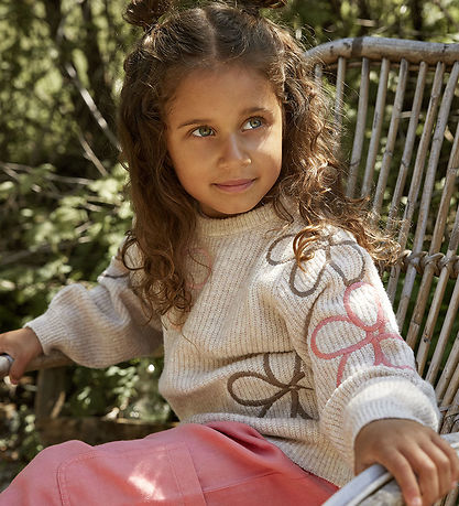 Minymo Blouse - Knitted - Marshmallow White w. Flowers