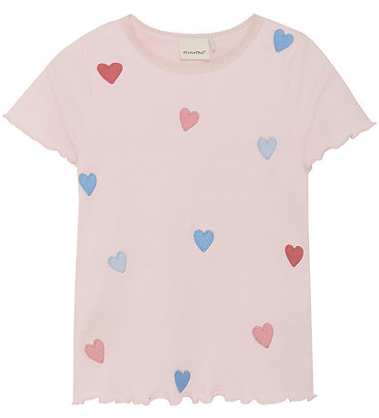 Minymo Stuttermabolur - Bleikt Dogwood M. Hjörtu