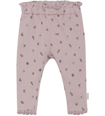 Minymo Trousers - Burnished Lilac w. Floral print Minymo Trousers - Burnished Lilac w. Floral print