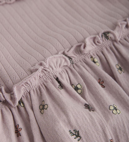 Minymo Bodysuit w. Skirt L/æ - Burnished Lilac w. Pointelle