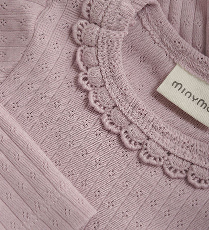 Minymo Bodysuit L/æ - Rib - Pointell - Burnished Lilac w. Pointe