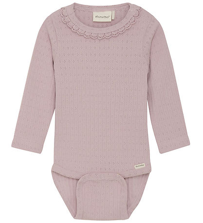 Minymo Bodysuit L/æ - Rib - Pointell - Burnished Lilac w. Pointe