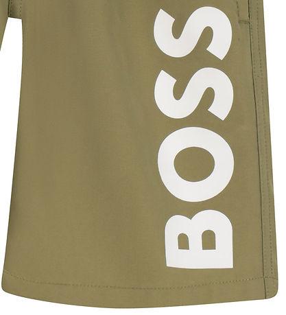 BOSS Swim Shorts - Dark Green w. White
