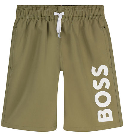 BOSS Swim Shorts - Dark Green w. White