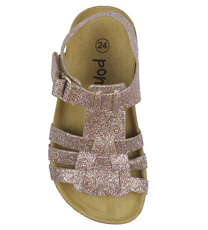 Pom Pom Sandals - Velcro Braid - Multi Glitter