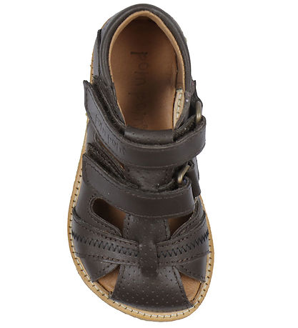 Pom Pom Sandals - Classic+ Rub Sole Closed Two Velcro - Brown