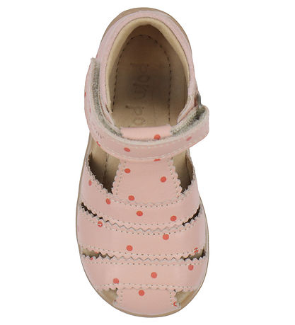 Pom Pom Sandals - Starters Scallop Velcro - Old Rose Dot Pom Pom Sandals - Starters Scallop Velcro - Old Rose Dot