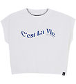Indian Blue Jeans T-shirt - Wide Cropped - Bright White w. Print