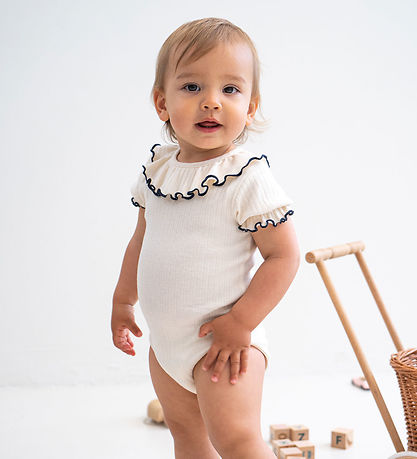 Minimalisma Bodysuit k/æ - Rib - Nynne - Nature/Dark Blue