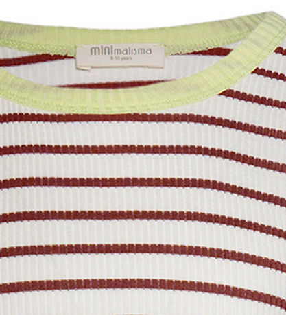 Minimalisma Blouse - Rib - Silk/Cotton - Bardot - Hibiscus Strip