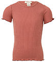 Minimalisma T-Shirt - Rib - Zijde/Katoen - Bloem - Antiek Rood/