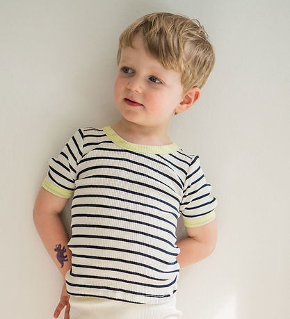 Minimalisma T-shirt - Rib - Silk/Cotton - Legs - Sailor/Lime Minimalisma T-shirt - Rib - Silk/Cotton - Legs - Sailor/Lime